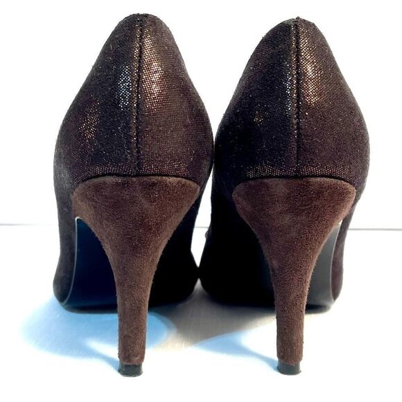 NINA BROWN SUEDE AND COPPER HEELS SIZE 6.5 - Picture 5 of 6